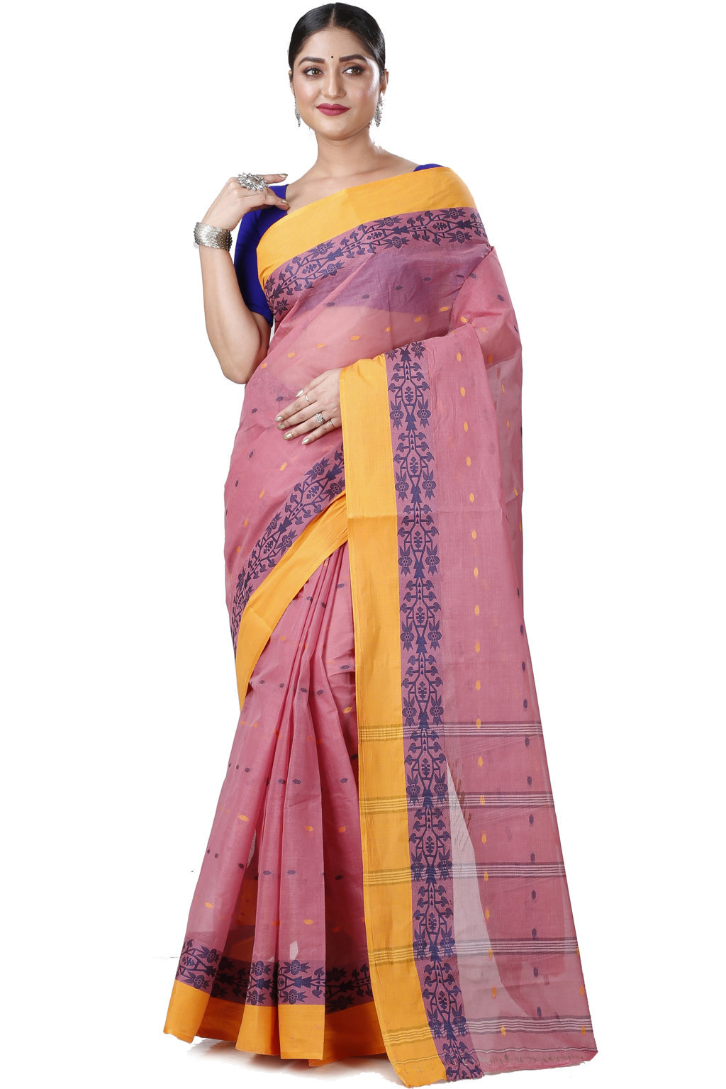 Peach Pure Cotton Apurva Tant Saree (1061)